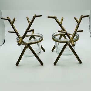 2 reindeer tealight holders